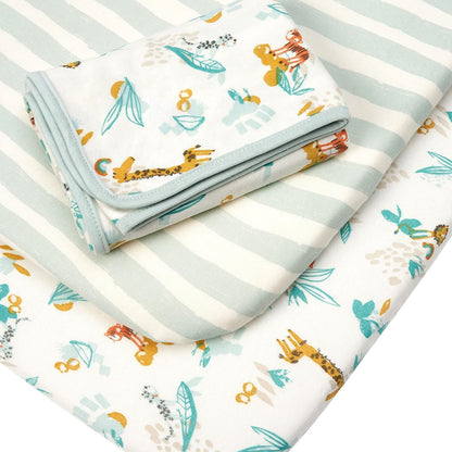 Tutti Bambini Premium Bassinet Sheets (2 Pack) - Soft & Breathable Bamboo Jersey, Double-Strength Bedside Sleeper Sheets, Fits Mattresses from 20.8 x 31.5 in to 23.6 x 35.4 in (Our Planet)