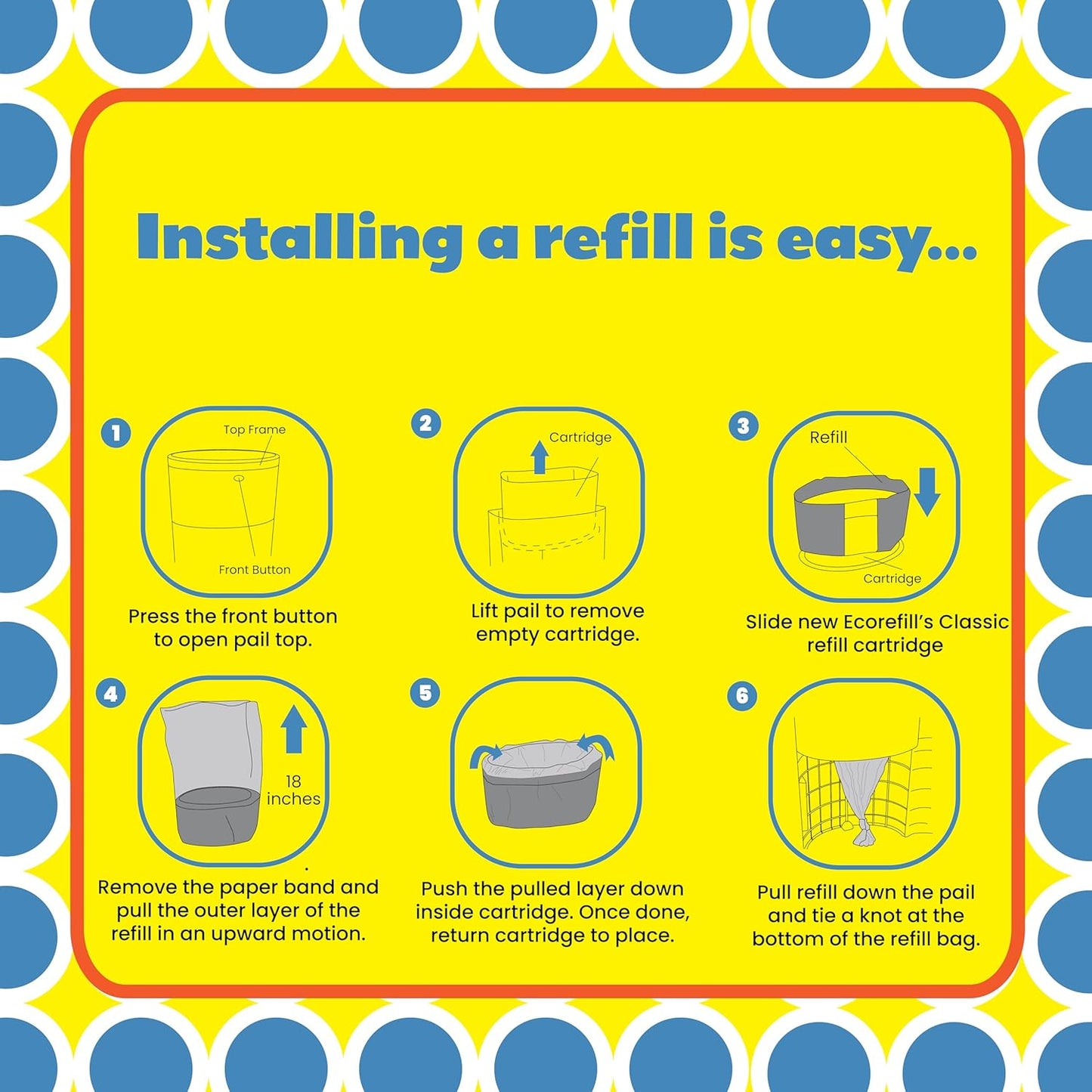 Diaper Pail Refills - Fits Dekor PLUS Extra Thick, Powerful Odor Elimination & Fresh Powder Scent | Easy to Replace and Dispose of Diaper Bag - PLUS size refill bags (5)