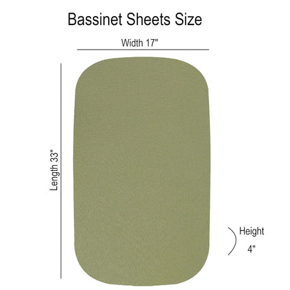 Onacosht Muslin Bassinet Sheets 3 Pack, 100% Cotton Baby Fitted Sheet 33" x 19" Compatible with Mika Micky, KoolaBaby (3 in 1), BabyBond, HARPPA and RICUTON Bedside Bassinet, Green, Floral and Cactus