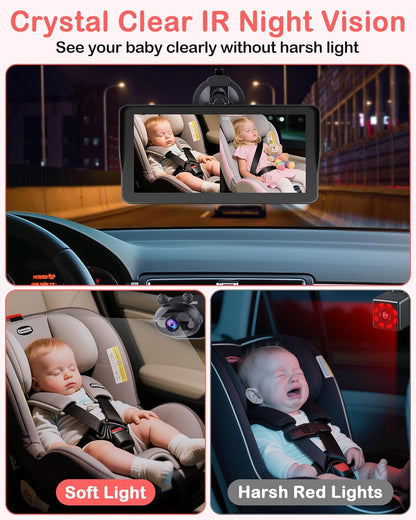 Wkzay Baby Car Camera 2-Pack – HD 1080P, 150° Wide Angle, Night Vision, Adjustable LED Light, Easy Installation, Infant Safety, Rear Seat Monitoring for Car Travel