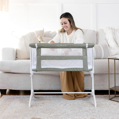 Baby Delight Beside Me Serenity Bassinet | Lightweight Bedside Sleeper & Baby Bassinet | 7-Position Height Adjustment | 100% GOTS Certified Organic Cotton Fabric | Organic Sage