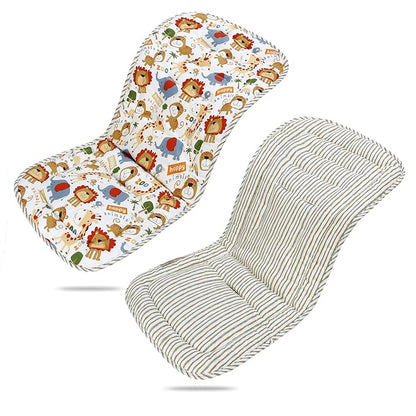 Baby Stroller Cushion,Infant Car Seat Insert-Reversible Universal Breathable and Soft Newborn seat Liner for Stroller,100% Cotton Seat Pad Liner for Newborns-34x78cm,1 Pack(Happy Zoo)
