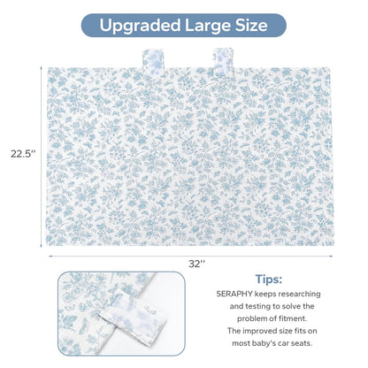 SERAPHY 2-in-1 Muslin Baby Car Seat Cover & Nursing Cover, Soft Lightweight Breastfeeding Cover for Boys and Girls,Breathable Canopy for Infant Carseat & Stroller for Summer—Blueberrie