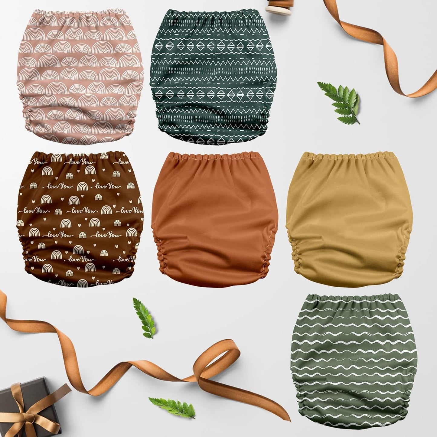 Mama Koala 3.0 Pocket Cloth Diapers for Babies with AWJ Lining, 6 Pack with 6 4-Layer Natural Cloth Diaper Inserts - Reusable and Washable Pocket Diapers(Hardworking Bees) - Colors B