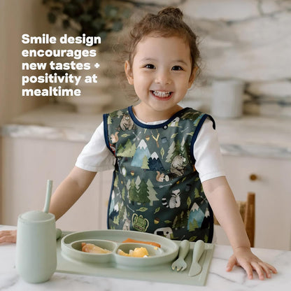ezpz Mini Mat (Blush) - 6 -12 Months+ - 100% Silicone Suction Placemat + Divided Plate with Three Compartments - Supports Baby-Led Weaning - Designed for Highchair, Table, and Travel