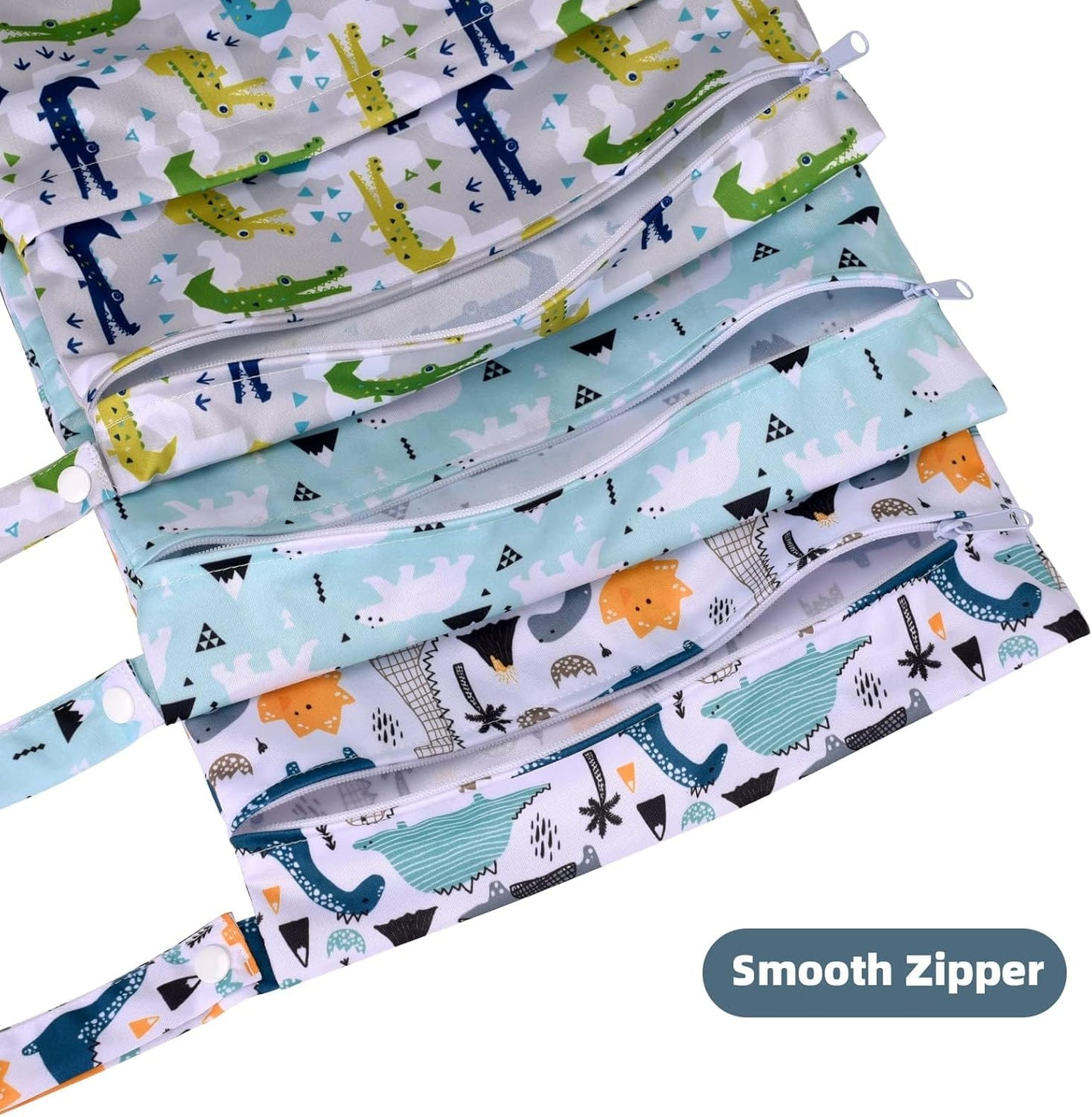 Wet Dry Bags 2-Pack with Cute Dolphin Print - Waterproof Travel Organizer for Swimming Pool Beach Gym Baby Cloth Diapers Swimwear with Dual Zippers