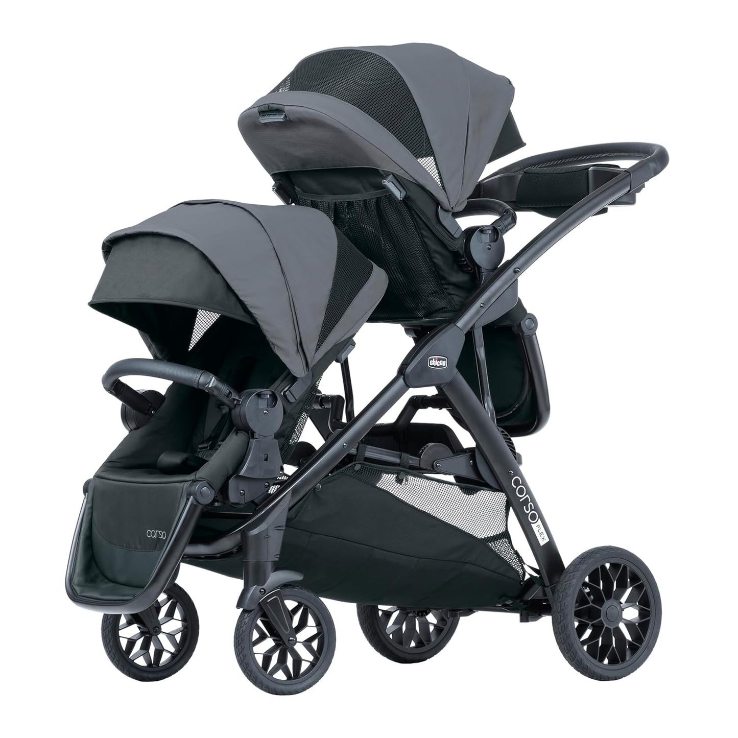 Chicco Corso Flex Infant Car Seat Adapter/Basket for Corso Flex Convertible Stroller, Compatible with Any Chicco Infant Car Seat, Black/Black