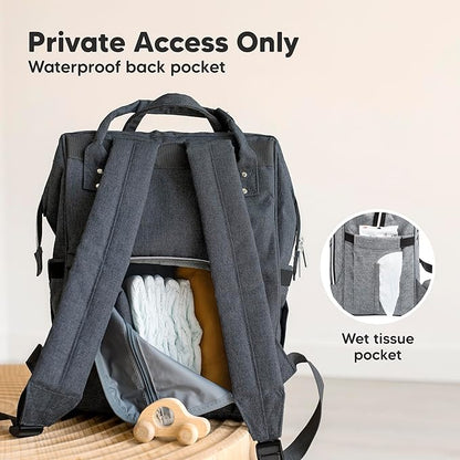 KeaBabies Baby Diaper Bag Backpack - Large Baby Bag for Boys, Girls, Waterproof Multi Function Travel Diaper Backpack with Changing Pad, Durable Travel Essentials for Moms and Dads (Mystic Gray)