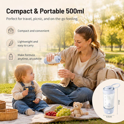 Electric Formula Mixing Pitcher, Heat Resistant Portable Baby Formula & Breastmilk Mixer, Automatic Formula Maker with Bidirectional Stirring, Fridge Storage Container, BPA-Free Tritan Milk Pitcher
