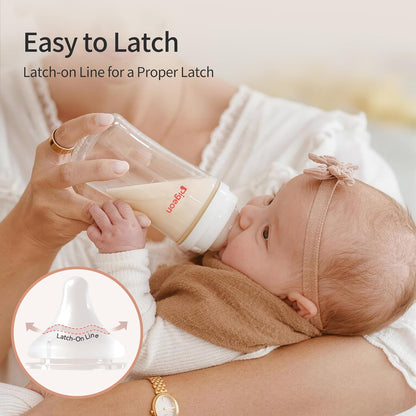 Pigeon Silicone Nipple (S) with Latch-On Line, Natural Feel, 1+ Months, 4 Counts