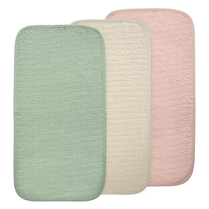 mushie Water Repellent Changing Pad Liners | Made with Organic Cotton | Set of 3 (Pastel Blooms Combo)