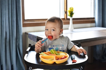 PandaEar 3 Pack Divided Unbreakable Silicone Baby and Toddler Plates - Non-Slip - Microwave Safe - Silicone (Pink Green Light Tan)