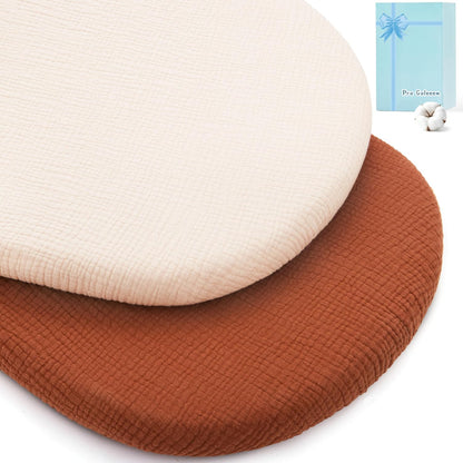 Muslin Bassinet Sheet Compatible with Maxi-COSI Iora & Iora Air Bedside Sleeper - 100% Cotton Rectangular Mattress Pad Cover (33"x20"), Breathable & Soft, Boho (1 Pack Blue)