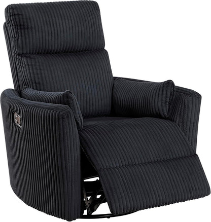 Lexicon Modern Swivel Glider Recliner Chair, Nursery Glider, Corduroy Fabric Upholstery Recliner with 2 Lumbar Pillows, Manual Reclining Sofa Chair for Living Room/Office/Apartment, Beige