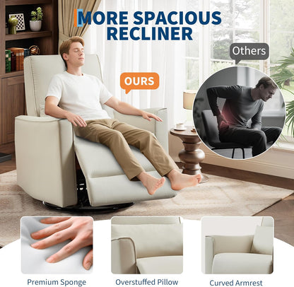 IDEALHOUSE Swivel Rocking Nursery Recliner Chair Rocker Recliner Glider Deep Seat PU Leather Sofa Chair with high Backrest for Nursery, Living Room, Bedroom & Home Movie Theater (Chocolate)