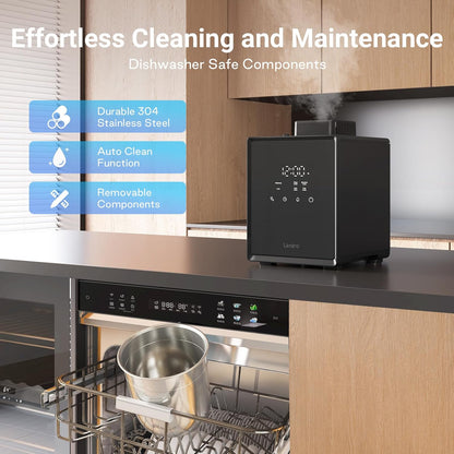 Livatro Stainless Steel Humidifier, 3L Warm Mist Humidifier, Easy Clean with Warm Steam Humidifier, Healthy Air Mist Humidifiers for Bedroom Living Room, with Sleep Mode and Auto-off Setting