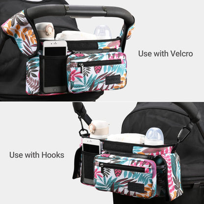 Momcozy Universal Stroller Organizer with Insulated Cup Holder Detachable Phone Bag & Shoulder Strap, Fits for Stroller like Uppababy, Baby Jogger, Britax, BOB, Umbrella and Pet Stroller