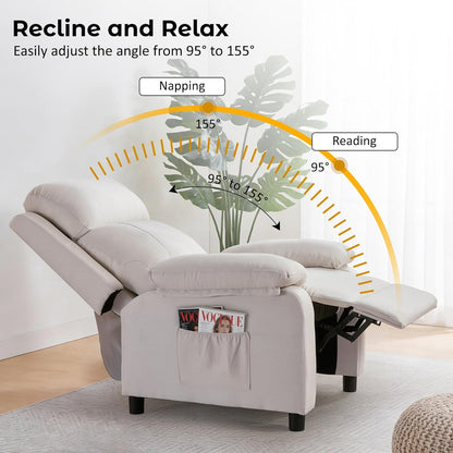 Korser Recliner Chair, 360 Swivel Rocker Chair for Adults, Small Rocking Recliner for Small Spaces, Upholstered Fabric Glider Recliner Nursery