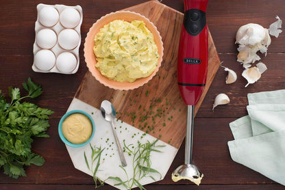 BELLA Immersion Hand Blender, Portable Mixer with Whisk Attachment - Electric Handheld Juicer, Shakes, Baby Food and Smoothie Maker, Stainless Steel, Black