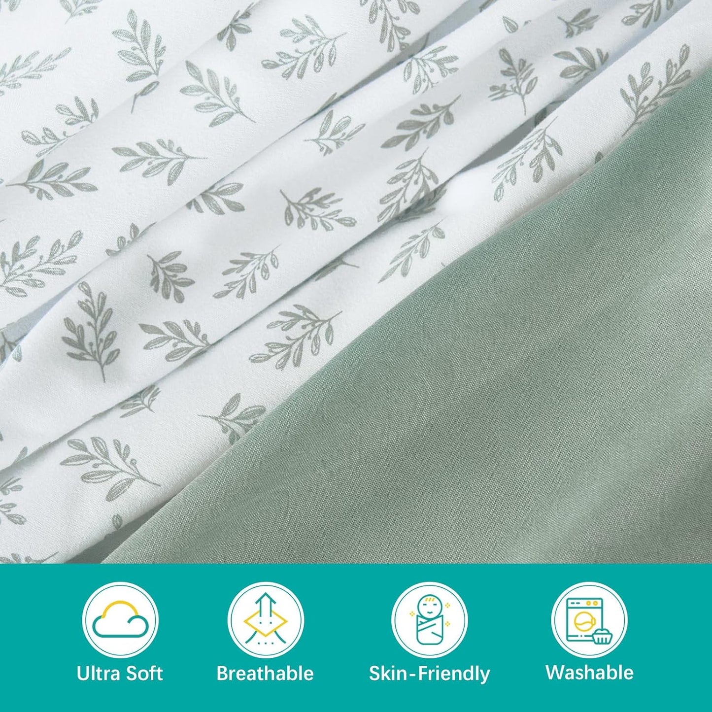 Baby Bassinet Sheets 4 Pack Fit for Baby Delight, Semphis, Kiniew, Jimglo, Cowiewie, JevrJeur, Newton Baby, AirClub, Mika Micky, Ezebaby and Besrey Bassinet, Green
