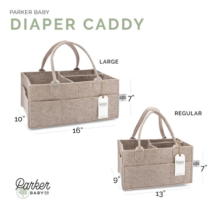Parker Baby Diaper Caddy - Nursery Storage Bin and Car Organizer for Diapers and Baby Wipes - White, Large
