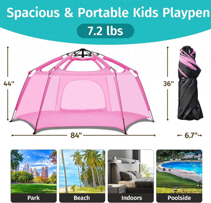 Alvantor® Baby Playpen Pop Up Play Yard 84"x84"x44”Large Mesh Kids Toddler Play Pen Indoor & Outdoor Safe Space Foldable Lightweight Mosquito Playpen Canopy for Infants Toddlers Pets, Navy