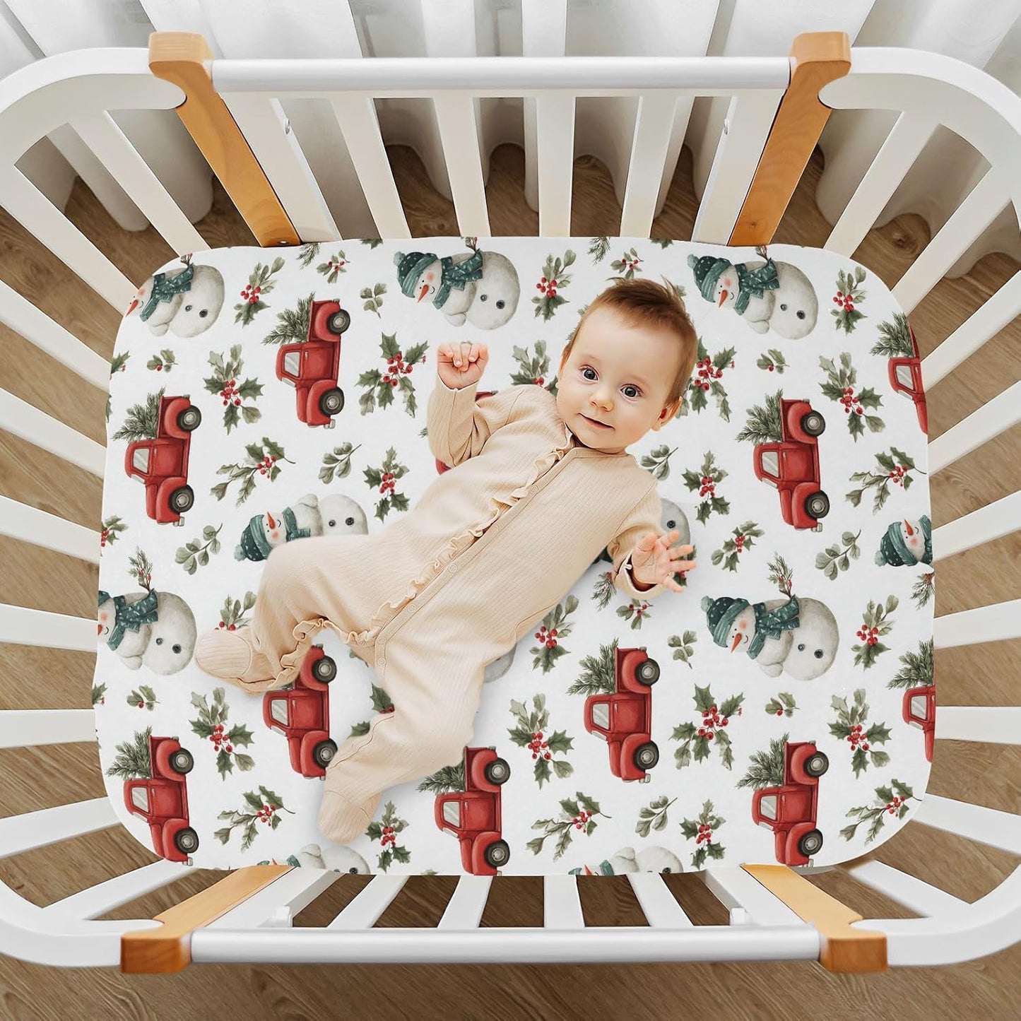 Baby Crib Sheet Cute Goose Flowers Crib Mattress for Boys and Girls Playard Sheet Soft Breathable Fitted Baby Mattress Cover 52x28in