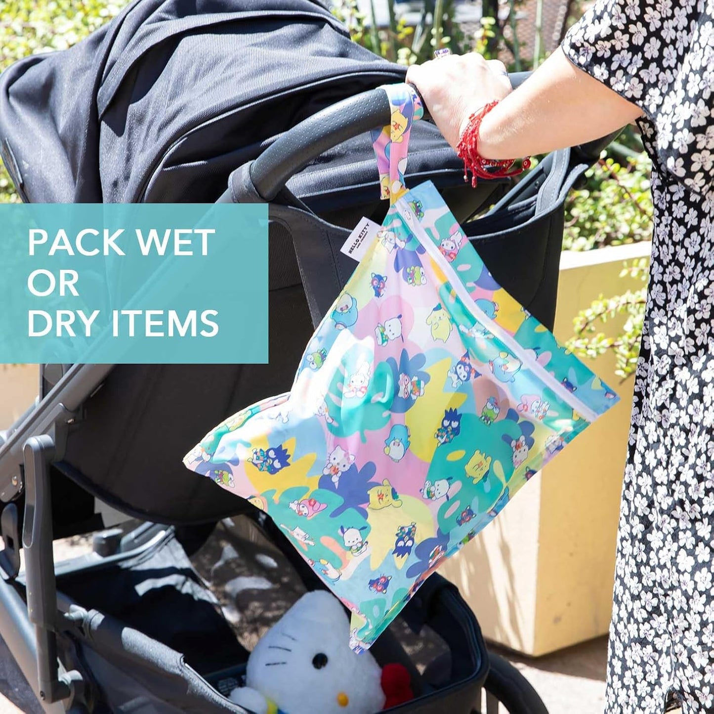 Bumkins Disney Waterproof Wet Bag for Baby, Travel, Swim Suit, Cloth Diapers, Pump Parts, Pool, Gym Clothes, Toiletry, Strap to Stroller, Daycare, Zip Reusable Bag, Packing Pouch, Winnie the Pooh