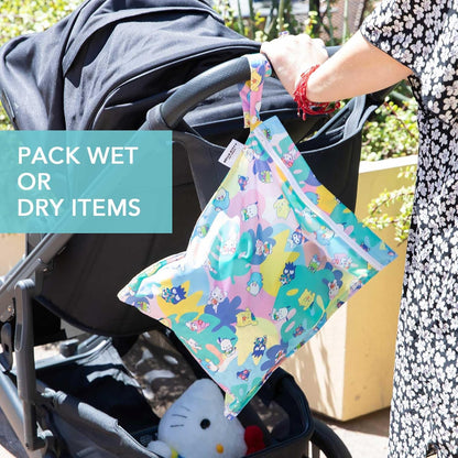 Bumkins Disney Waterproof Wet Bag for Baby, Travel, Swim Suit, Cloth Diapers, Pump Parts, Pool, Gym Clothes, Toiletry, Strap to Stroller, Daycare, Zip Reusable Bag, Packing Pouch, Winnie the Pooh