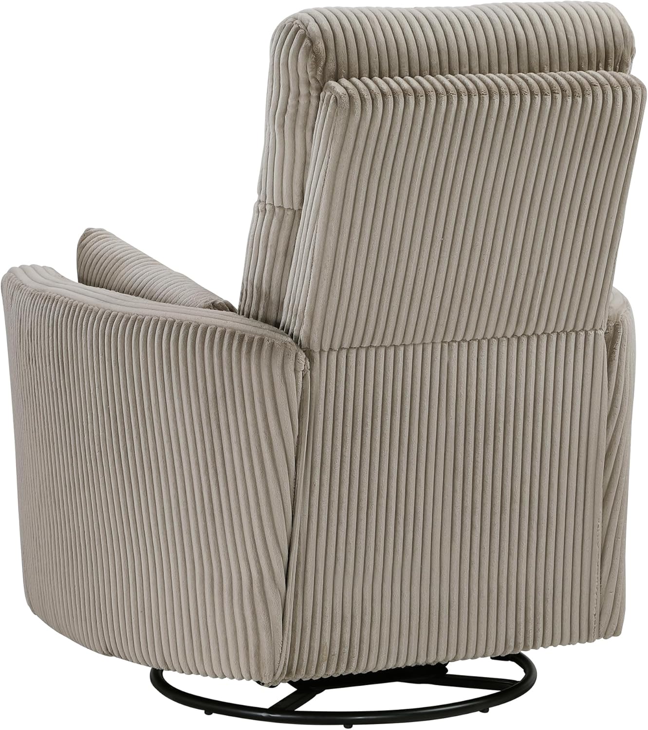 Lexicon Modern Swivel Glider Recliner Chair, Nursery Glider, Corduroy Fabric Upholstery Recliner with 2 Lumbar Pillows, Manual Reclining Sofa Chair for Living Room/Office/Apartment, Beige