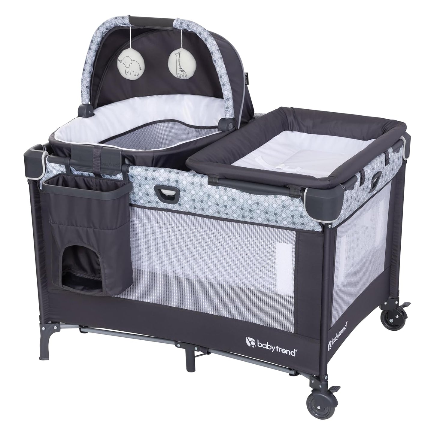 Baby Trend Nursery Den Playard with Snooze Pod and Flip Over Changer, Diamond Sage