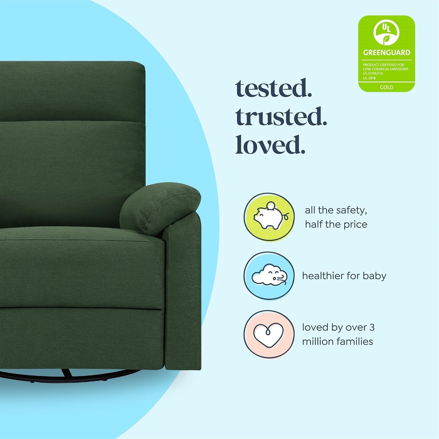Davinci Suzy Glider Recliner Nursery Chair - Glider Rocking Chair for Nursery and Living Room - GREENGUARD Gold, FSC & Certi-PUR US Certified - 360° Swivel Rocker Recliner Chair (Cozy Cream Boucle)