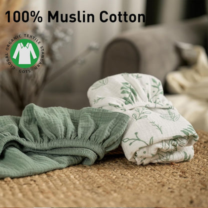 Muslin Bassinet Fitted Sheets 2 Pack, Soft Breathable Cotton Baby Bassinet Mattress Sheet Set, 360° Elastic Snug Fit, Universal for Oval, Rectangle & Hourglass Cradle, Unisex Baby Bedding (Cute Cars)