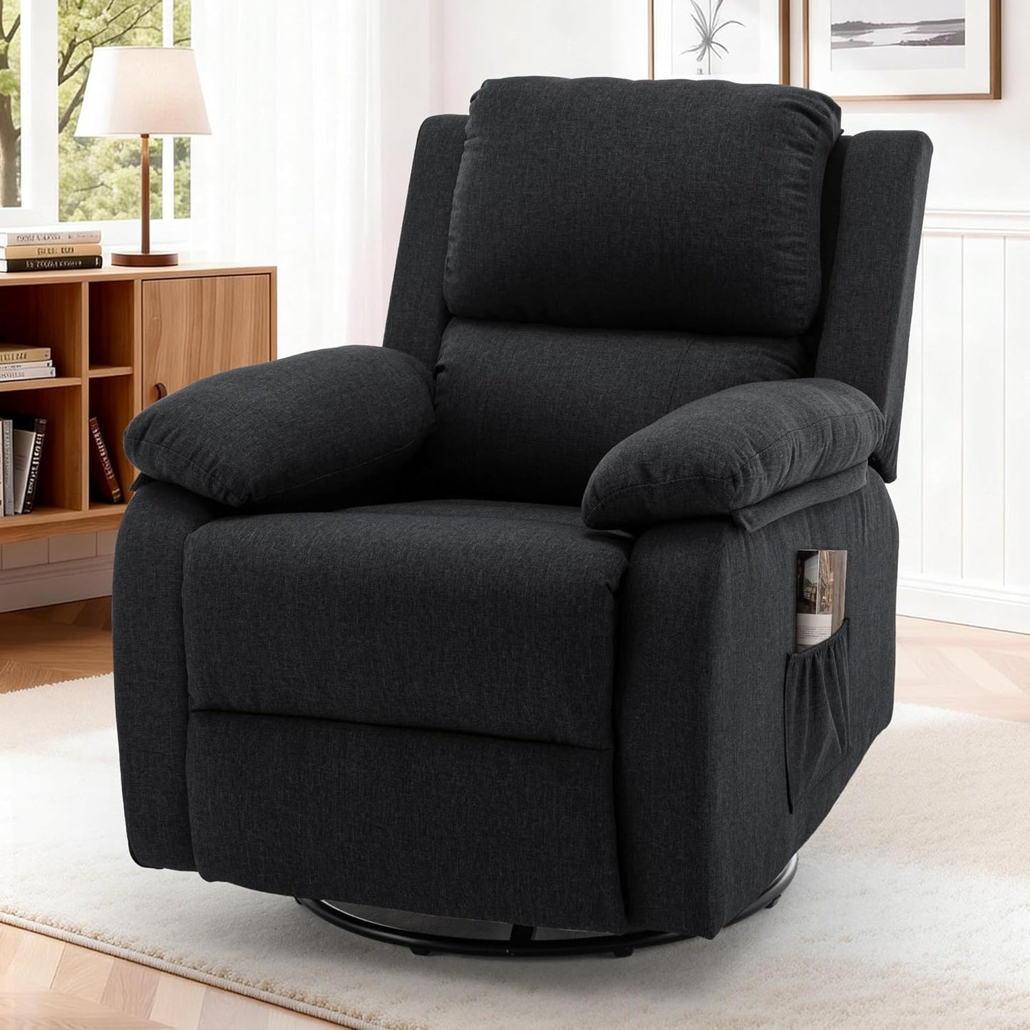 Korser Recliner Chair, 360 Swivel Rocker Chair for Adults, Small Rocking Recliner for Small Spaces, Upholstered Fabric Glider Recliner Nursery