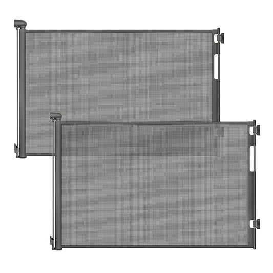 (2 Pack) Retractable Baby Gates for Doorways, Mesh Dog Gate for Stairs, Pet Gate Indoor, Extends to 55" Wide 33" Tall, Safety Toddlers Gates for Hallways, Indoor & Outdoor Use, Gray