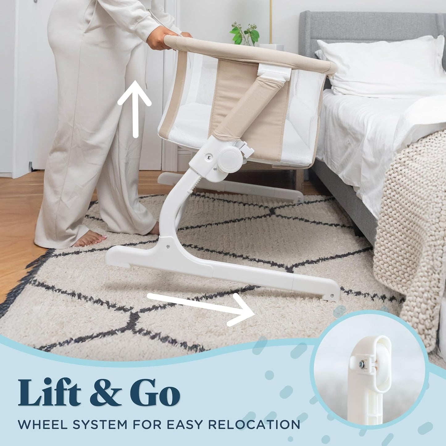 Baby Delight Beside Me Dreamer Bassinet | Bedside Sleeper | 6-Position Height Adjustment | Charcoal Tweed