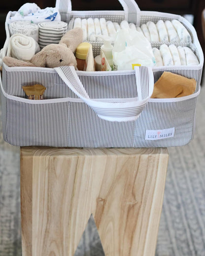 Lily Miles Baby Diaper Caddy Organizer - Large Tote Bag for Newborn essentials Boy or Girl - Baby Shower Basket - Nursery Must Haves - Registry Favorites - Newborn Caddie Car Organizer