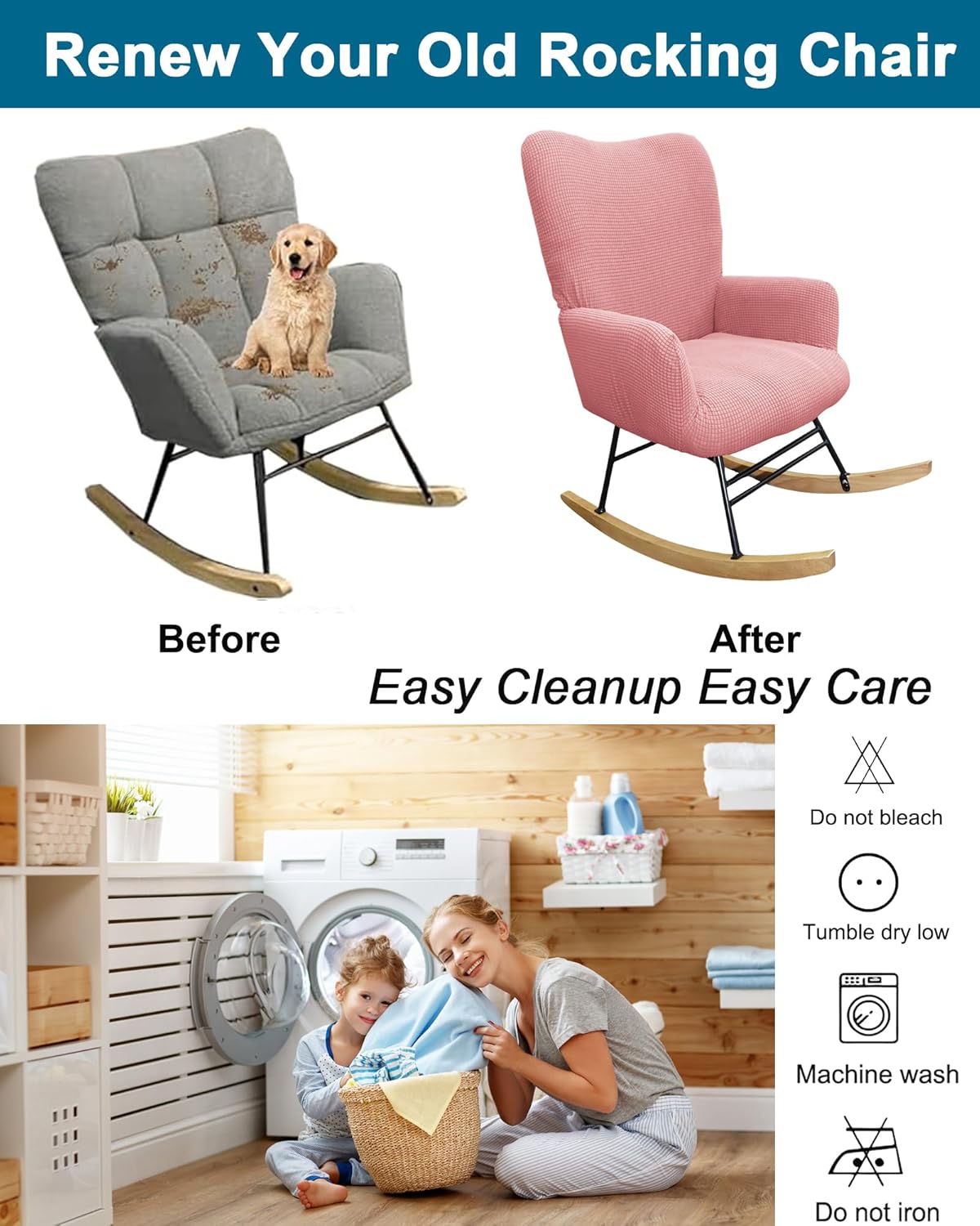 CRFATOP Jacquard 1 PC Nursery Rocking Chair Recliner Covers Upholstered Glider Rocker Banquet Armchair Slipcover Stretch Accent Chairs Furniture Protector for Living Room Bedroom Offices,Green