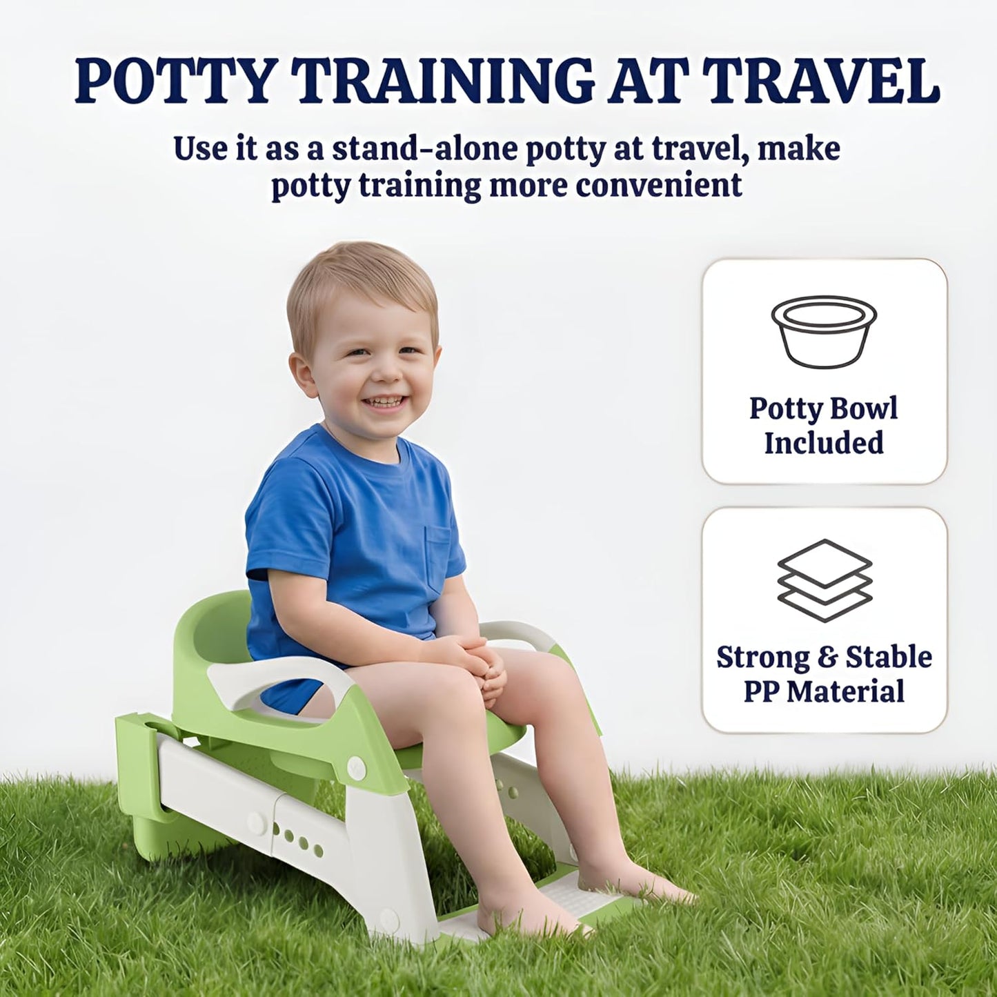Potty Training Seat - 2026 Upgraded 3-in-1 Foldable Potty Chair with Adjustable Step Stool, Removable Cushion & Splash Guard, Portable Potty Training Toilet for Toddler Boys and Girls (Cyan)