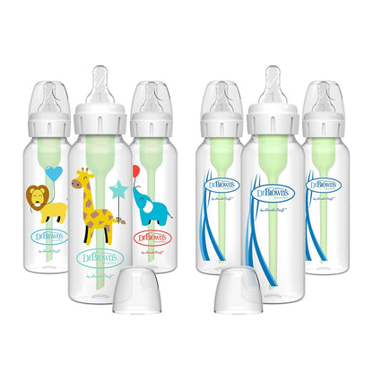 Dr. Brown’s Anti-Colic Options+ Narrow Baby Bottles, 0m+ Level 1 Nipple - Baby Bottle to Reduce Colic (3 Pack), Purple 8 oz