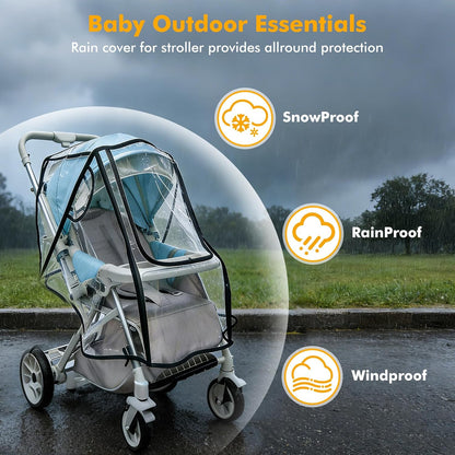 Stroller Rain Cover, Universal All-Season Lightweight Clear Stroller Poncho for Outdoor Protection, Easy to Install, Shields Against Wind, Rain, and Ensures Baby’s Comfort, Safe Outings
