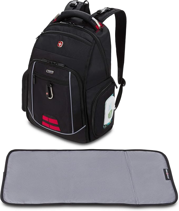 SwissGear Diaper Bag Backpack, Multifunction Travel Backpack, Maternity Baby Changing Bags, Men’s and Women’s - Black