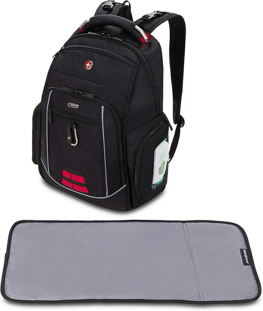 SwissGear Diaper Bag Backpack, Multifunction Travel Backpack, Maternity Baby Changing Bags, Men’s and Women’s - Black
