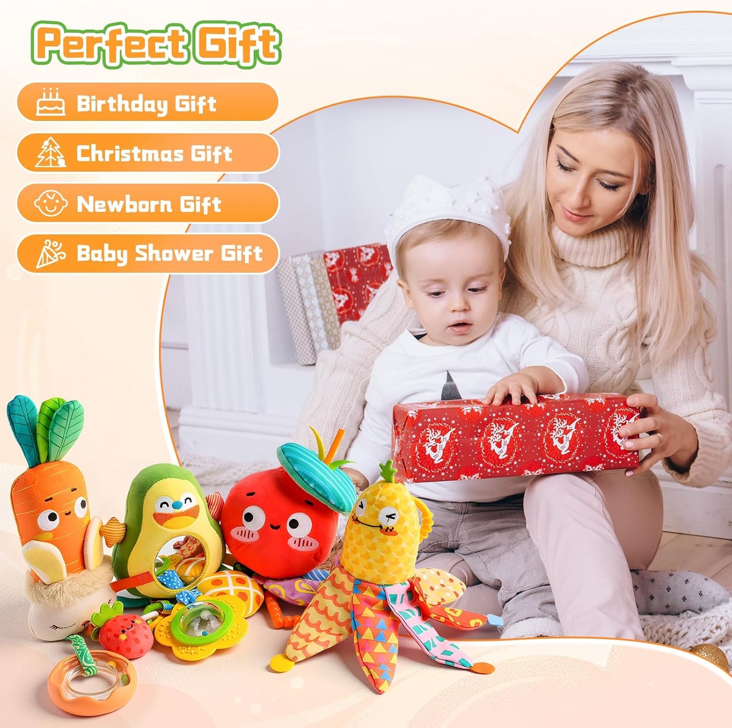 Baby Toys for 0 3 6 9 12 Months, Baby Hanging Toys, Car Seat Stroller Crib Gym Baby Rattle Toys with Teether for Newborn Infants Baby Boys Girls Gifts
