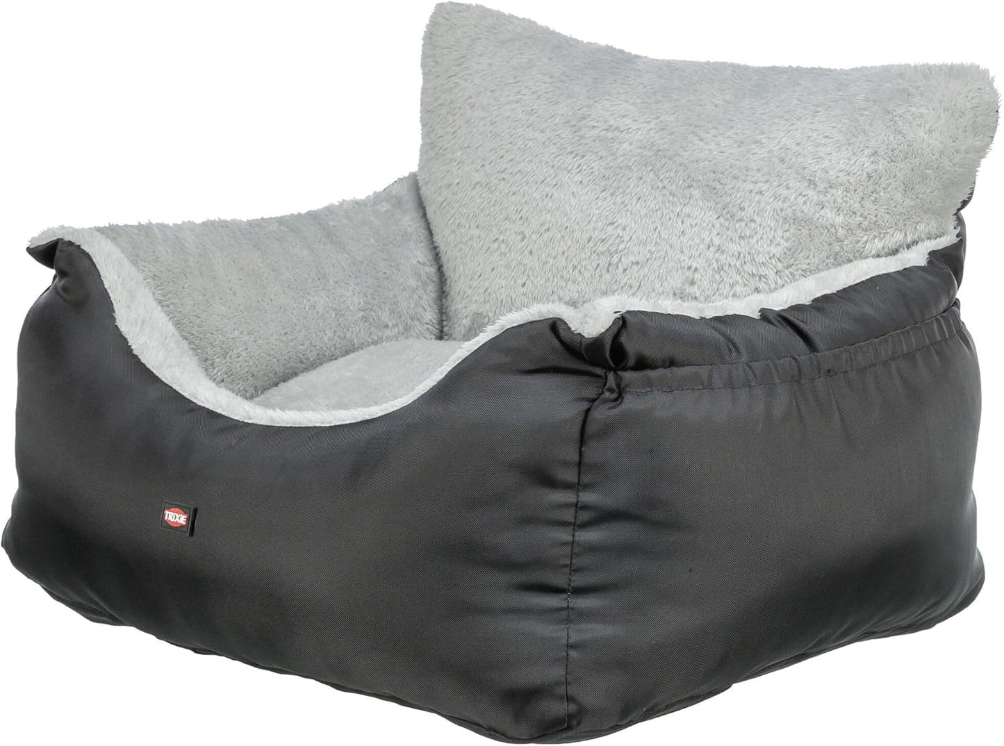 Trixie Convertible Lite Dog Car Seat 19.7 x 14.6 x 15.7 in – Cozy Booster with Safety Tether, Seat-Belt Straps & Side Pockets – Raised Travel Bed with Washable Cushion
