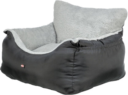 Trixie Convertible Lite Dog Car Seat 19.7 x 14.6 x 15.7 in – Cozy Booster with Safety Tether, Seat-Belt Straps & Side Pockets – Raised Travel Bed with Washable Cushion