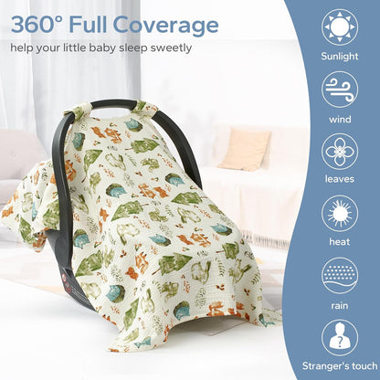 SERAPHY 2-in-1 Muslin Baby Car Seat Cover & Nursing Cover, Soft Lightweight Breastfeeding Cover for Boys and Girls,Breathable Canopy for Infant Carseat & Stroller for Summer—Blueberrie