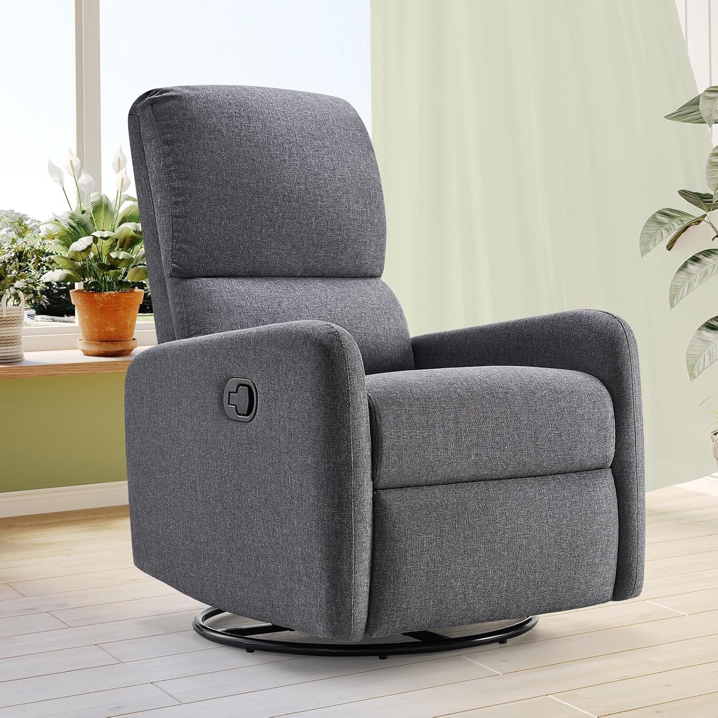 Jocisland Nursery Glider Chairs, Swivel Rocking Chair, Massage Rocker Recliner with High Back for Living Room Bedroom, Comfy Upholstered Modern Nursing Reclining Single Sofa, White Teddy