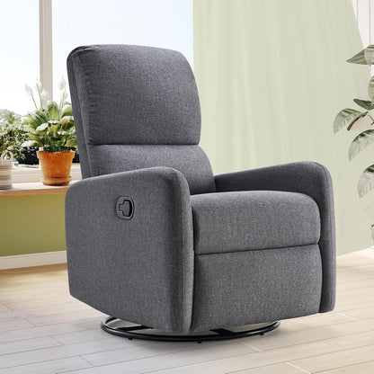 Jocisland Nursery Glider Chairs, Swivel Rocking Chair, Massage Rocker Recliner with High Back for Living Room Bedroom, Comfy Upholstered Modern Nursing Reclining Single Sofa, White Teddy