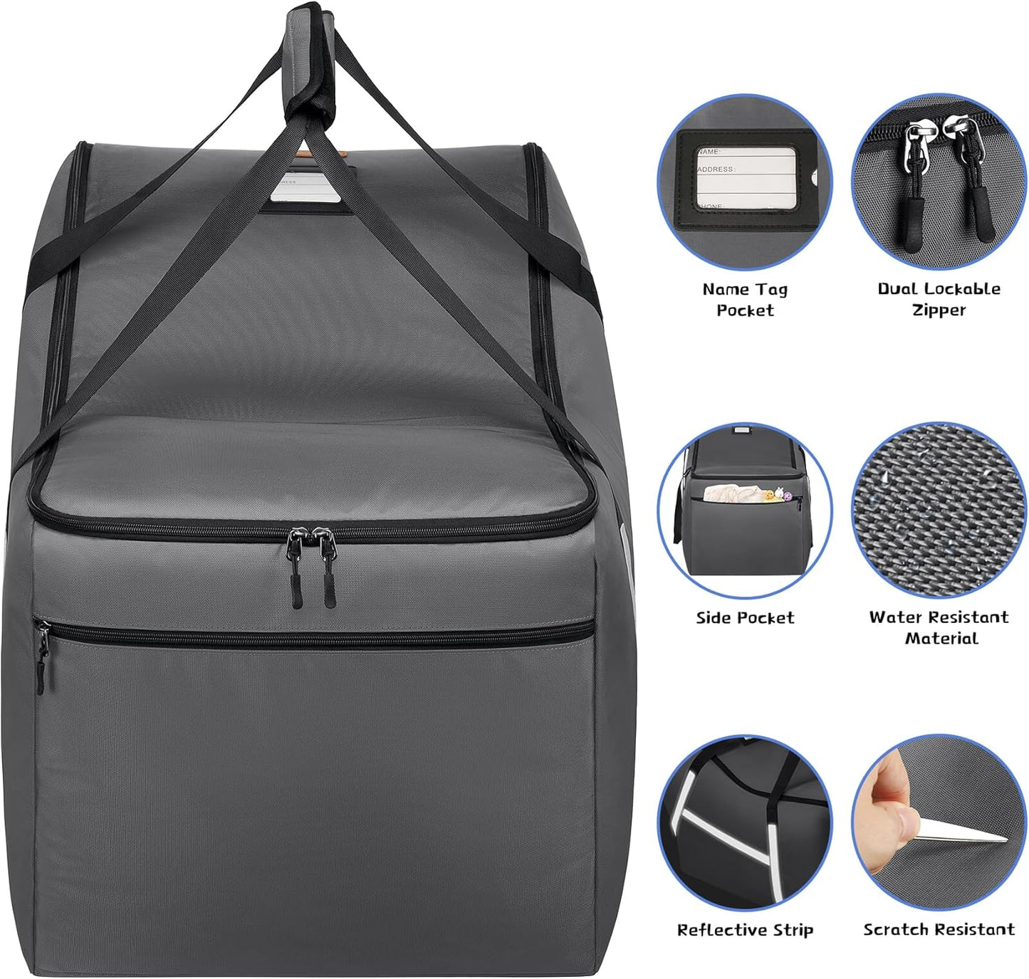 Infant Car Seat Travel Bag for Airplane Compatible with All Nuna Pipa Car Seat and Base,Chicco KeyFit 30 and Base, Padded Car Seat Bags for Air Travel,Car Seat Gate Check Bag with Side Pocket, Black